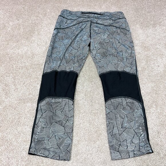 Nike Dri-Fit Leggings Black White Cropped Drawstring Zip Pocket Women’s Medium - Picture 10 of 12